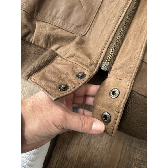 VTG Georgetown Leather Design Jacket 90s Bomber A2 Lg Aviator Distressed Korea - Picture 7 of 16